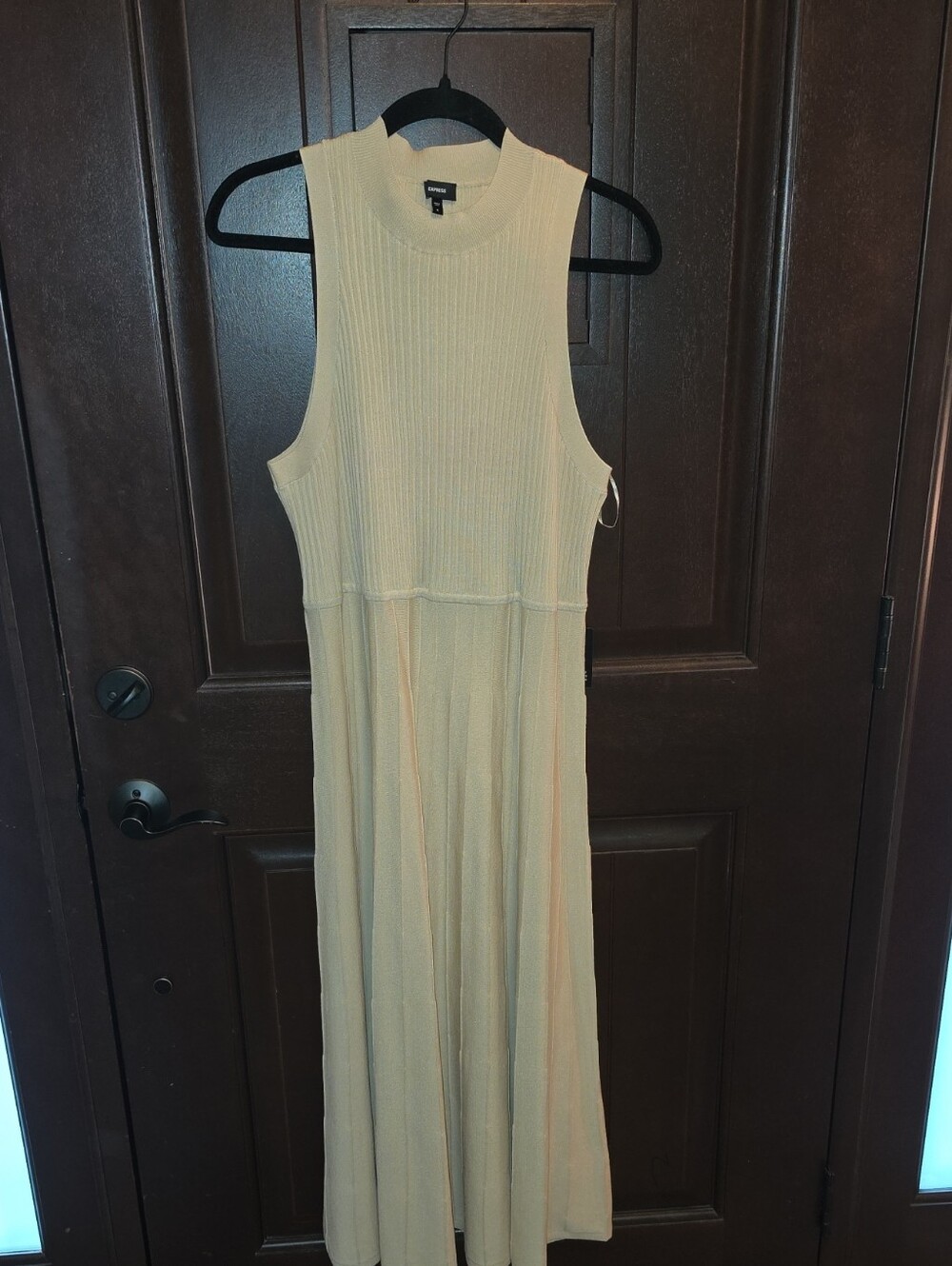 Pleated Mock Neck Midi Sweater Dress